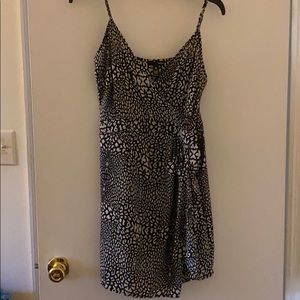 Aqua Black and White faux wrap dress